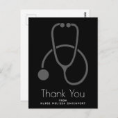 Stylish Gray Stethoscope Illustration Vielen Dank Postkarte (Vorne/Hinten)