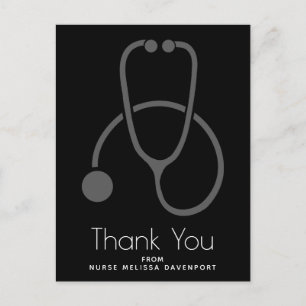 Stylish Gray Stethoscope Illustration Vielen Dank Postkarte
