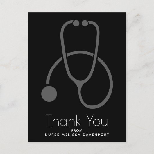 Stylish Gray Stethoscope Illustration Vielen Dank Postkarte (Vorderseite)