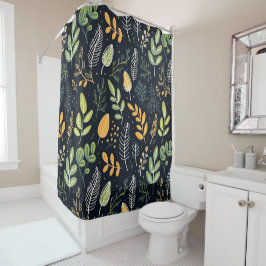 Stylish Green and Yellow Foliage Pattern  Duschvorhang