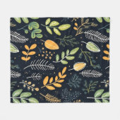 Stylish Green and Yellow Foliage Pattern  Fleecedecke (Vorderseite (Horizontal))