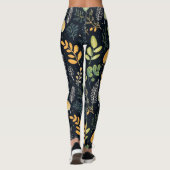 Stylish Green and Yellow Foliage Pattern  Leggings (Rückseite)