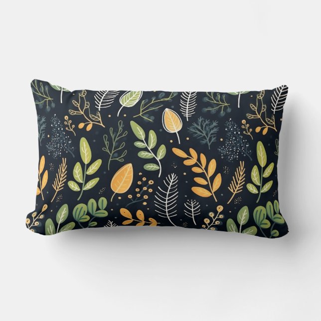 Stylish Green and Yellow Foliage Pattern  Lendenkissen (Vorderseite)