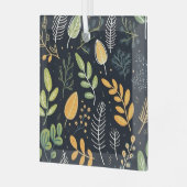 Stylish Green and Yellow Foliage Pattern  Ornament Aus Glas (Vorderseite links)