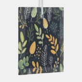 Stylish Green and Yellow Foliage Pattern  Ornament Aus Glas (Vorderseite Rechts)