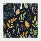 Stylish Green and Yellow Foliage Pattern  Ornament Aus Glas (Rückseite)