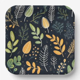 Stylish Green and Yellow Foliage Pattern  Pappteller