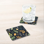 Stylish Green and Yellow Foliage Pattern  Rechteckiger Pappuntersetzer (Vor Ort)