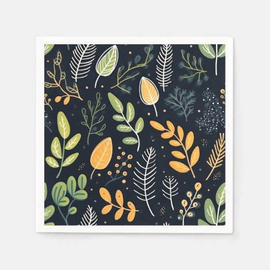 Stylish Green and Yellow Foliage Pattern  Serviette (Vorderseite)