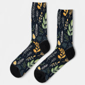Stylish Green and Yellow Foliage Pattern  Socken (Linkes Detail)