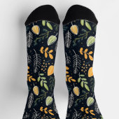 Stylish Green and Yellow Foliage Pattern  Socken (Oben)