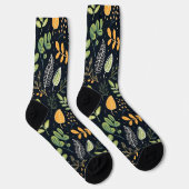 Stylish Green and Yellow Foliage Pattern  Socken (Rechts)