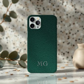 Stylish Green Faux Leather White Monogram Initial Case-Mate iPhone Hülle