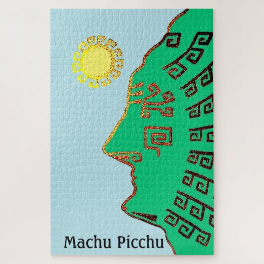 Stylish Green Machu Picchu Mountain & Sun Puzzle (Vertikal)