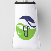Stylish Green Navy Monogram Fairway Father's Day Golf Headcover (Rotieren 90)
