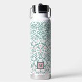 Stylish Green Pink Monogram Geometric Trinkflasche (Vorderseite)