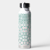 Stylish Green Pink Monogram Geometric Trinkflasche (Links)
