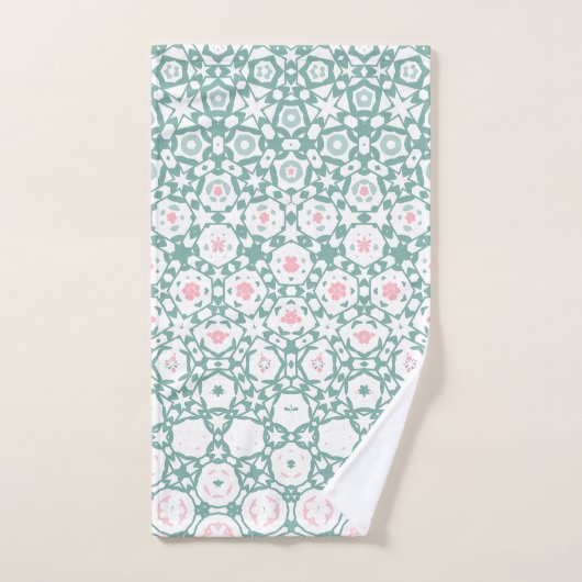 Stylish Green Rose Geometric Exercise Hand Towel Handtuch (Handtuch)
