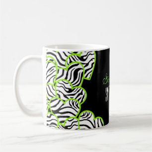 Stylish Green Sweet 16 Zebra Herzdesign Name Kaffeetasse