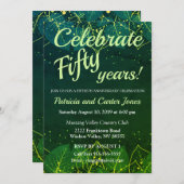 Stylish Green und Gold 50 Jahre Anniversary Einlad Einladung (Vorne/Hinten)