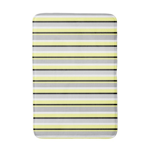 Stylish Grey and Yellow Striped Badematte (Vorderseite Vertikal)