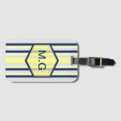 Stylish Grey and Yellow Stripes Monogram Gepäckanhänger (Vorderseite (Horizontal))