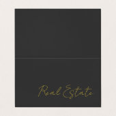 Stylish Grey Gold Color Script Agent Business Card Visitenkarten (Außenseite Aufgefaltet)