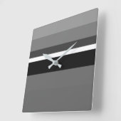 Stylish Grey Monochrome Horizontal Rectangles Quadratische Wanduhr (Winkel)