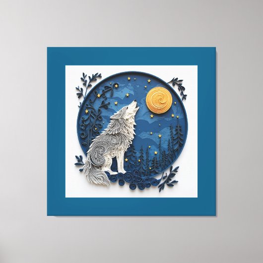 Stylish Grey Wolf Howling at the Moon Leinwanddruck (Vorderseite)
