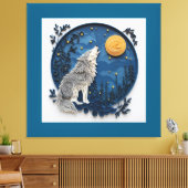 Stylish Grey Wolf Howling at the Moon Leinwanddruck (Insitu (Wohnzimmer))