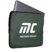 Stylish grüner personalisierter Monogramm-Männerma Laptopschutzhülle (Vorne Rechts)