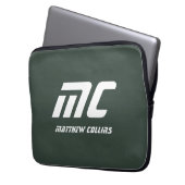 Stylish grüner personalisierter Monogramm-Männerma Laptopschutzhülle (Vorderseite Links)