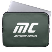 Stylish grüner personalisierter Monogramm-Männerma Laptopschutzhülle (Vorderseite)