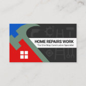 Stylish Hammer Roof Silhouette Handyman Tools Visitenkarte (Vorderseite)