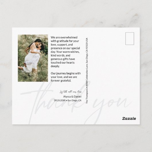 Stylish handlettering script wedding photos postkarte (Rückseite)