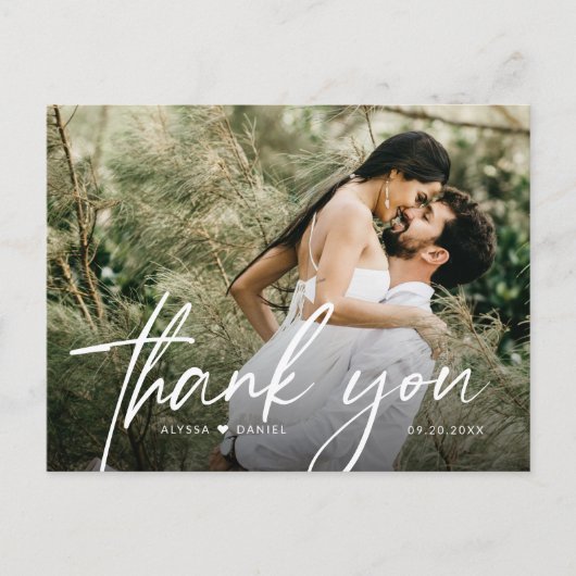 Stylish handlettering script wedding photos postkarte (Vorderseite)