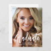 stylish Handwriting Foto Abschluss 2025 Ankündigungspostkarte (Vorne/Hinten)