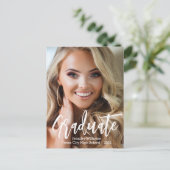 stylish Handwriting Foto Abschluss 2025 Ankündigungspostkarte (Stehend Vorderseite)