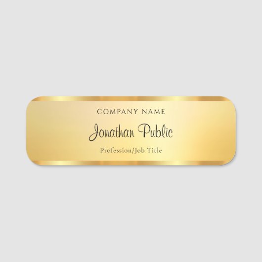 Stylish Handwritten Script Template Gold Trendy Namensschild (Vorderseite)