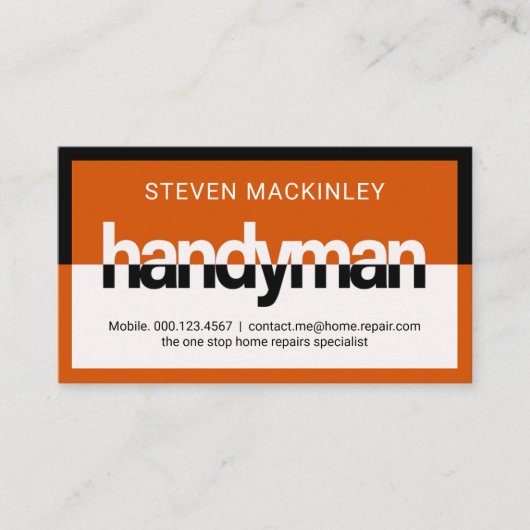 Stylish Handyman Signage Frame Visitenkarte (Vorderseite)