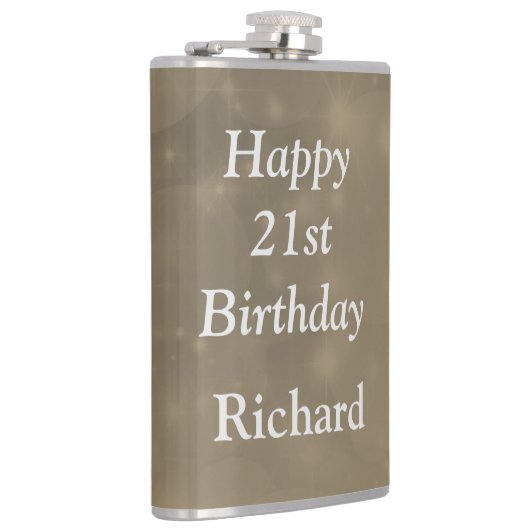 Stylish Happy 21. Geburtstag Flachmann (Rechts)