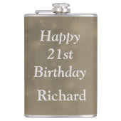 Stylish Happy 21. Geburtstag Flachmann (Vorderseite)