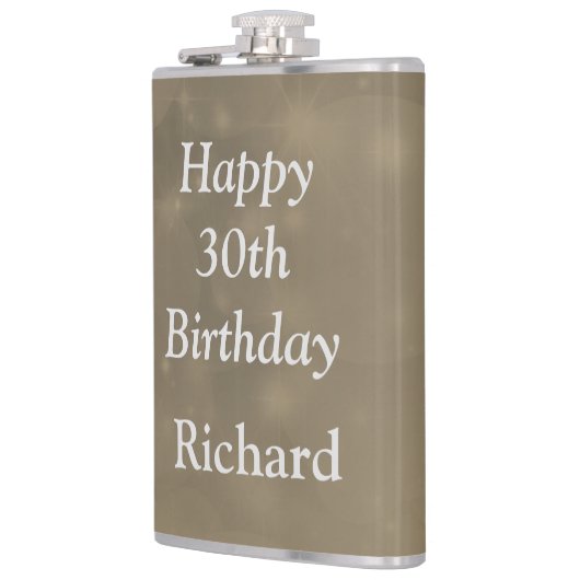 Stylish Happy 30. Geburtstag Flachmann (Links)