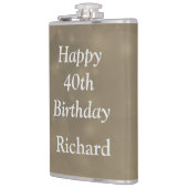 Stylish Happy 40. Geburtstag Flachmann (Links)