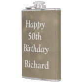 Stylish Happy 50. Geburtstag Flachmann (Links)