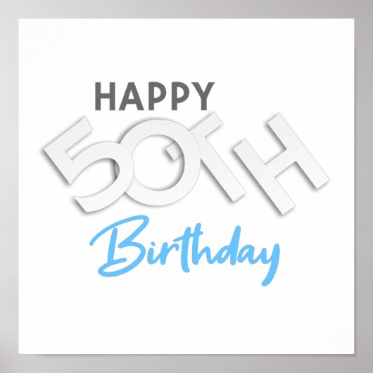 Stylish Happy 50th Birthday Typography Poster (Vorne)