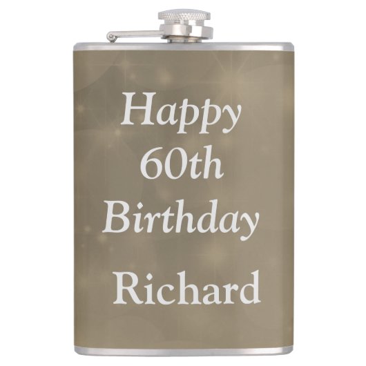 Stylish Happy 60. Geburtstag Flachmann (Vorderseite)