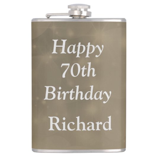 Stylish Happy 70. Geburtstag Flachmann (Vorderseite)