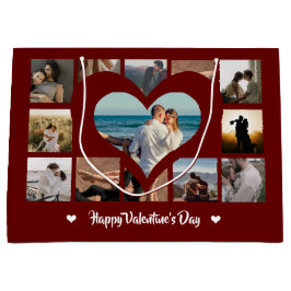 Stylish Happy Valentine XO Foto Collage Red Large Große Geschenktüte
