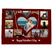 Stylish Happy Valentine XO Foto Collage Red Large Große Geschenktüte (Rückseite)